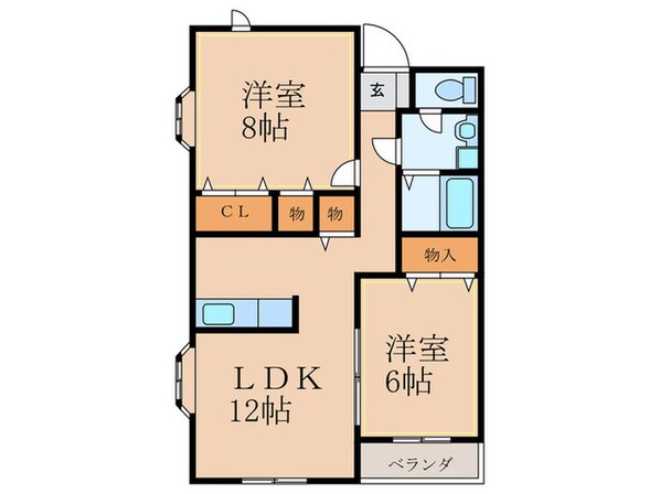 オ－ク高野Ｃ棟の物件間取画像